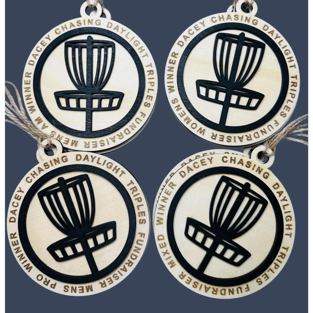DISC GOLF Custom Mini Bag Tag Trophy 2 Layer Wood Discgolfer Personalized